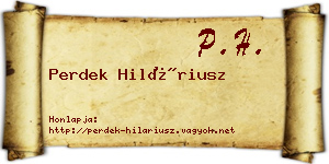 Perdek Hiláriusz névjegykártya